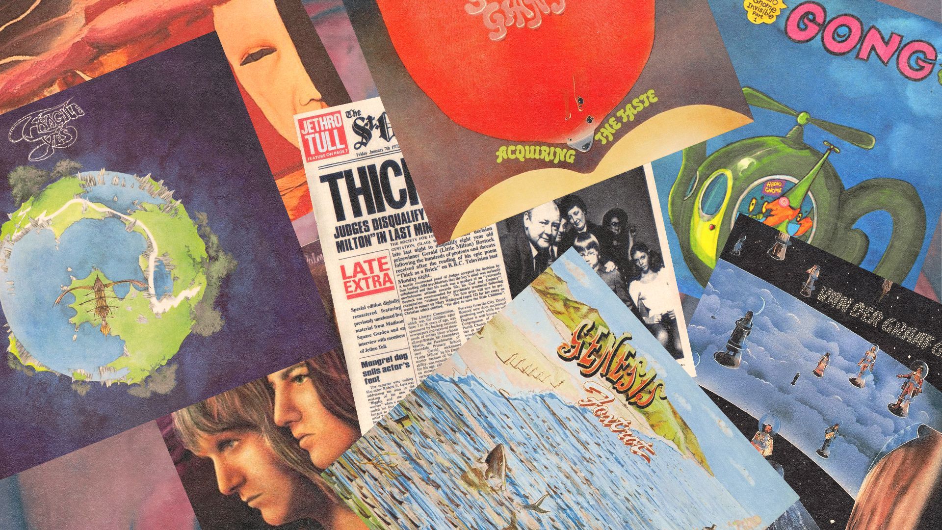 Collage of classic progressive rock album covers