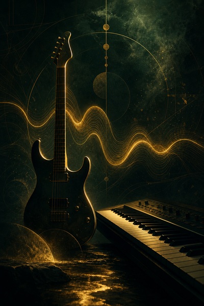 Visuel éditorial inspiré de l’univers du rock néo-progressif